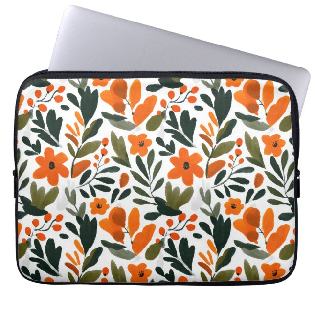 Orange Spring Flowers Elegant Chic Floral Pattern  Laptop Fodral (Framsidan)