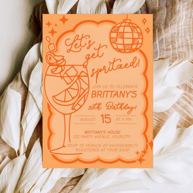 Orange Spritz 30års födelsedag-inbjudan, hämta Inbjudningar (Skapare uppladdad)