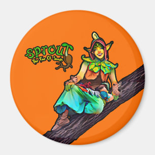 Orange Sprout Träd Magnet