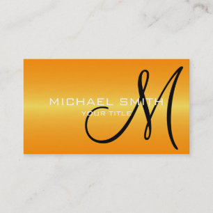 Orange Stainless Steel Metall Monogram Visitkort