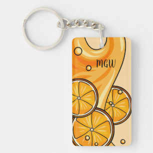 Orange Stänk anpassningsbar monogram nyckelring