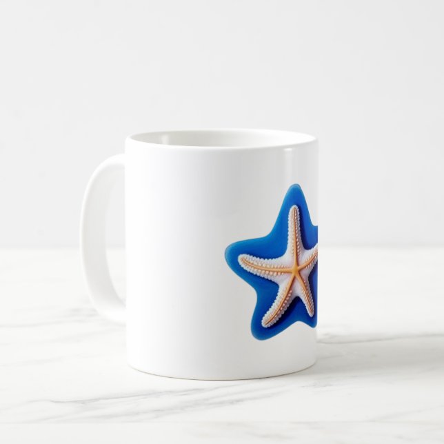Orange Starfish in Blue Kaffemugg (Framsida vänster)
