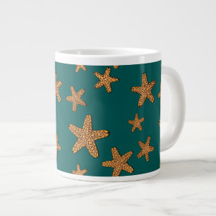 Orange Starfish Mönster Jumbo Mugg
