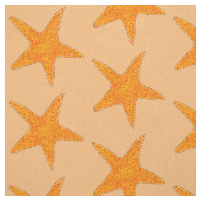 Orange Starfish Star Fish Snäcka Beach Ocean Sea Tyg (Provkarta)