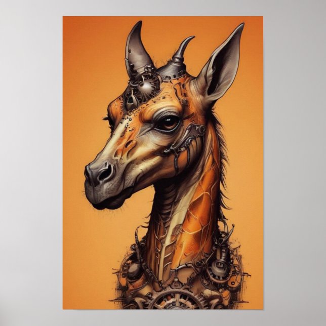 Orange Steampunk Giraffe Poster (Framsidan)