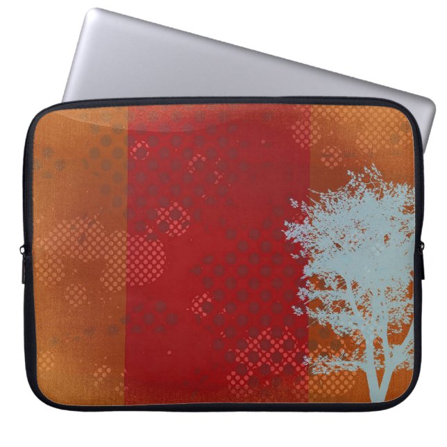 Orange Steampunk med Abstrakt Träd Laptop sleeve (Framsidan)
