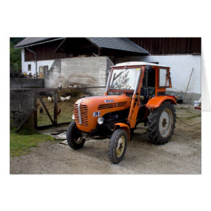 Orange Steyr Tractor KL II Hälsningskort