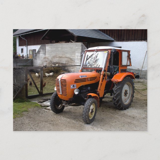 Orange Steyr Tractor KL II Vykort (Framsida)