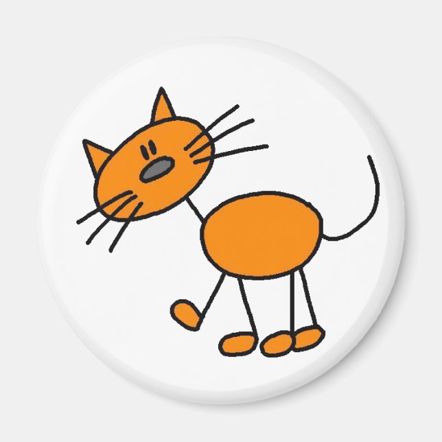 Orange Stick figur Cat Magnet (Framsidan)