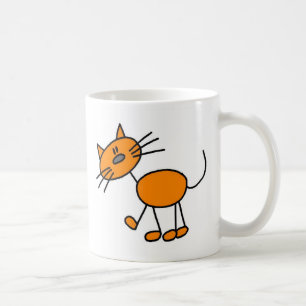 Orange stick figurkattmugg kaffemugg