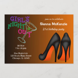 Orange Stilettos-födelsedag Inbjudningar