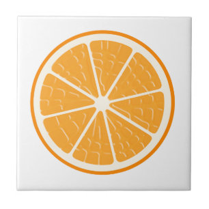 Orange Stiliserat fruktsegment Kakelplatta
