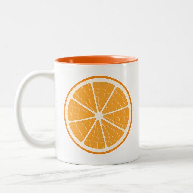 Orange Stilized Frukt Segment Två-Tonad Mugg (Vänster)