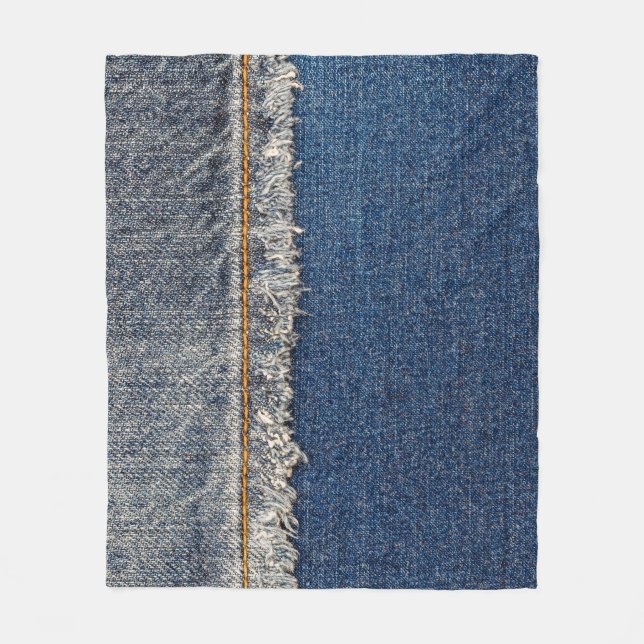 Orange Stitch, Dubbla Denim Patch. Fleecefilt (Framsidan)