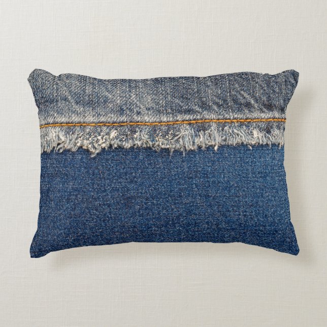 Orange Stitch, Dubbla Denim Patch. Prydnadskudde (Framsidan)