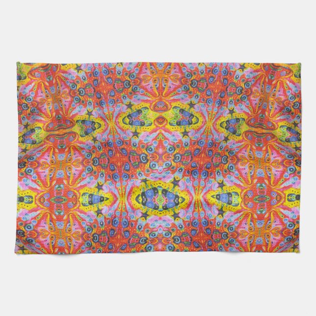 Orange stjärnaö 2 kökshandduk (Horisontell)