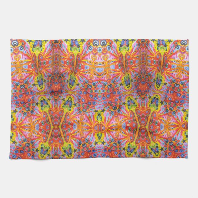 Orange stjärnaö 3 kökshandduk (Horisontell)