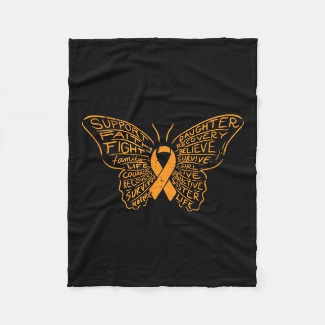 Orange Stöd för ökad medvetenhet om cancerleukemi Fleecefilt (Framsidan)