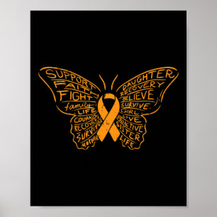 Orange Stöd för ökad medvetenhet om cancerleukemi Poster
