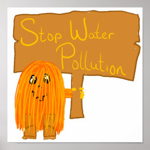 orange stoppvattenförorening poster