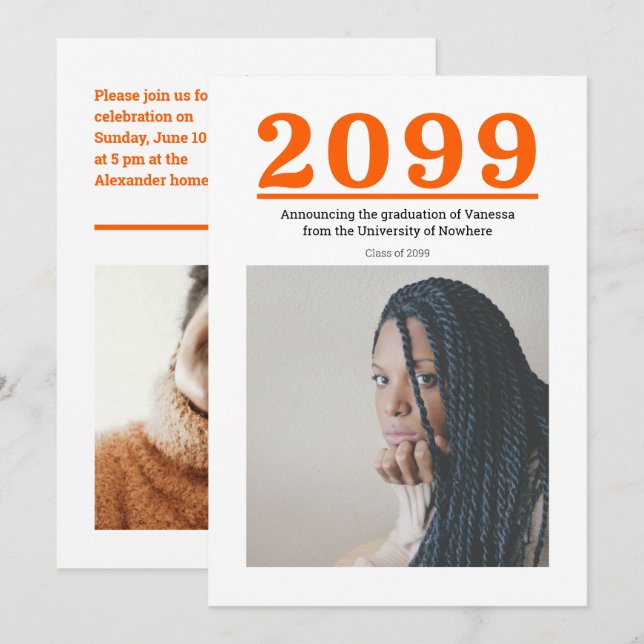 Orange Stora Nummer Två-Foto Examen (Fram/baksida)