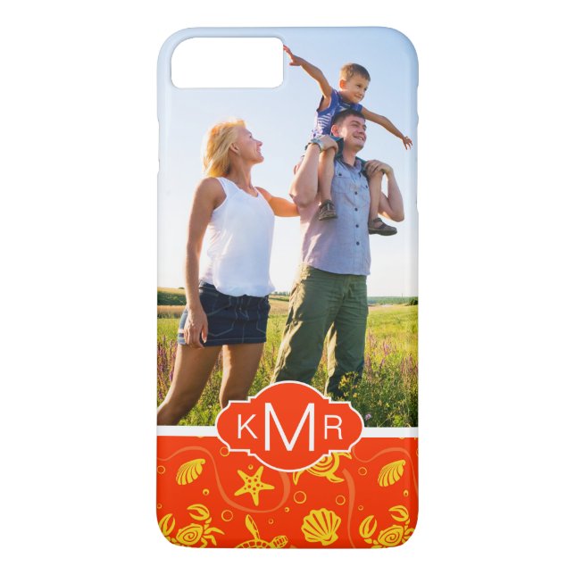 Orange strandmönster för Monogram | Case-Mate iPhone Skal (Baksida)