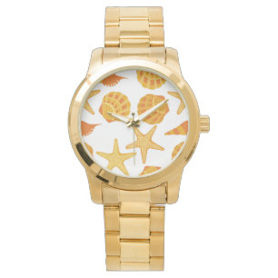Orange strandsnäckamönster armbandsur