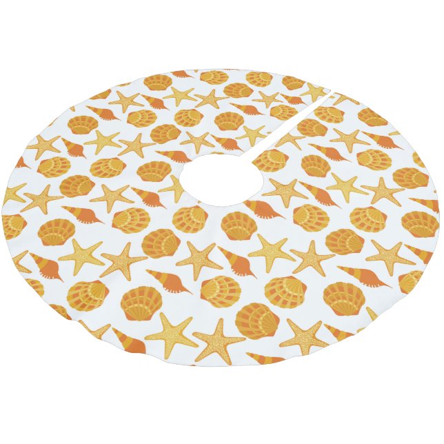 Orange strandsnäckamönster julgransmatta borstad polyester (Vinklad)