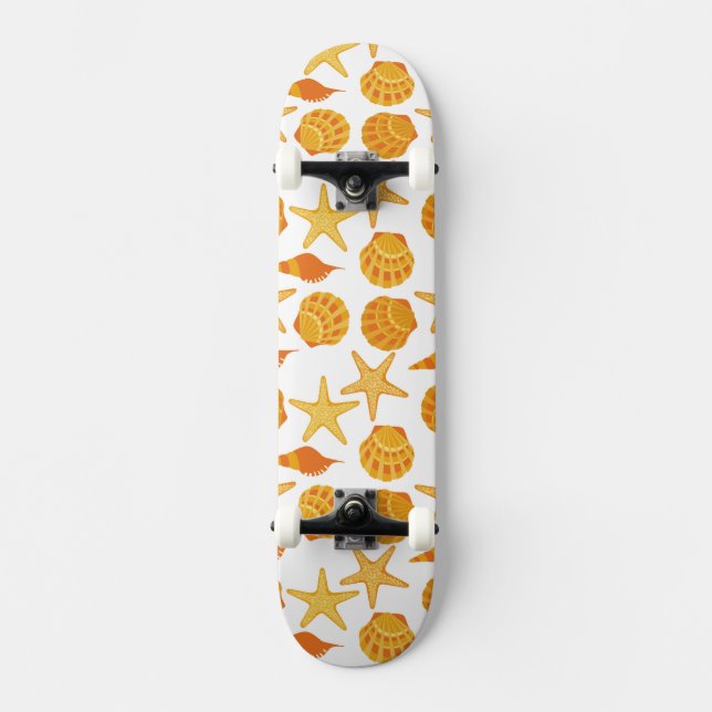 Orange strandsnäckamönster mini skateboard bräda 18,7 cm (Framsida)