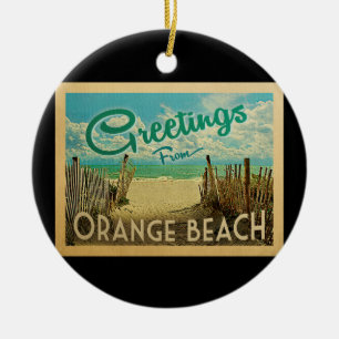 Orange strandvintage resor julgransprydnad keramik