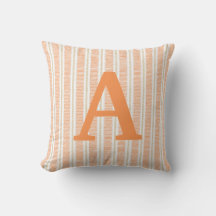 Orange stripe Monogram Brev Dekorativ kudde