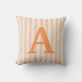 Orange stripe Monogram Brev Dekorativ kudde