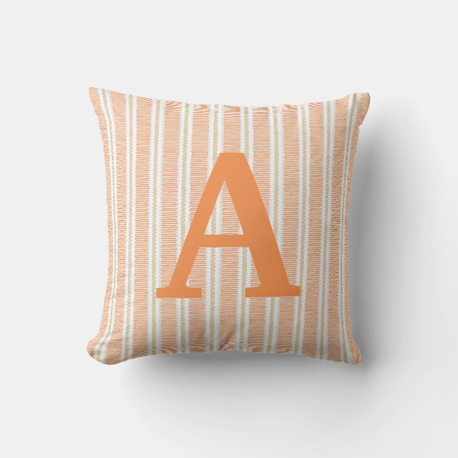 Orange stripe Monogram Brev Dekorativ kudde (Framsida)