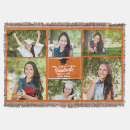 Orange Student Photo Collage Anpassningsbar Studen Filt