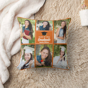 Orange Student Photo Collage Anpassningsbar Studen Kudde