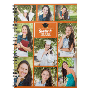 Orange Student Photo Collage Studenten Gift Anteckningsbok