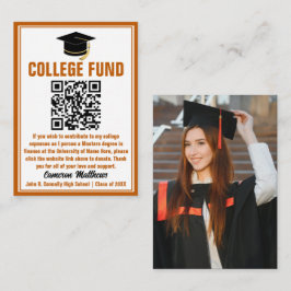 Orange Student Photo College Fund QR-kod Tilläggskort