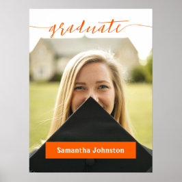 Orange Student Script Modern Photo Poster