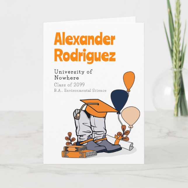 Orange Studentmössa Cowboy Boot Arrangemang Inbjudan (Framsida)