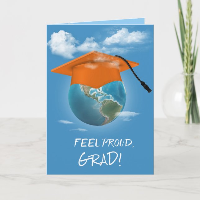 Orange Studentmössa på planeten jord Kort (Framsida)