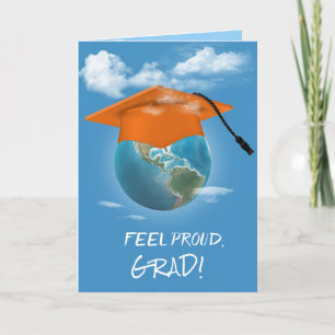 Orange Studentmössa på planeten jord Kort