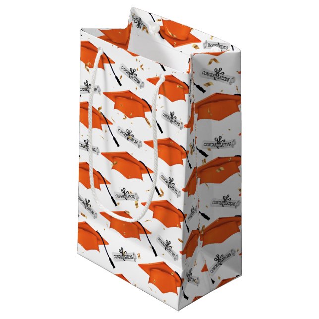 Orange Studentmössor med examensbevis (Framsidan Vinklad)