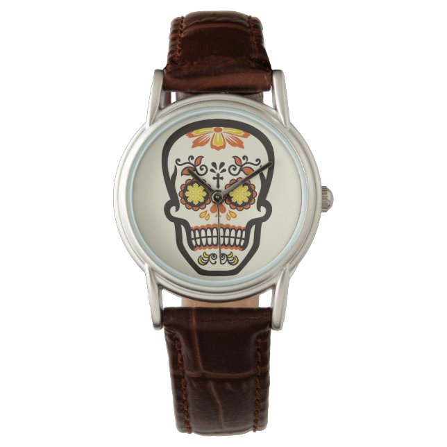 Orange Sugar Skull Armbandsur (Framsida)