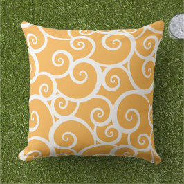 Orange Summer Swirl Mönster Kudde