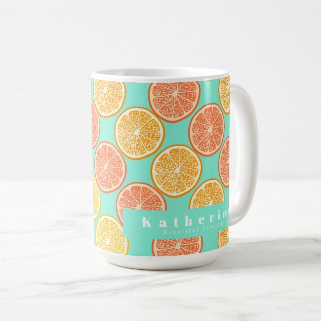 Orange Summer Teal Blue Kaffemugg (Framsida höger)