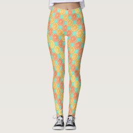 Orange Summer Teal Blue Leggings