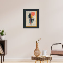 Orange Sun Modern Mid Century Art Affisch