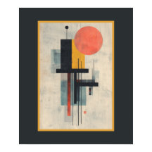 Orange Sun Modern Mid Century Art Affisch