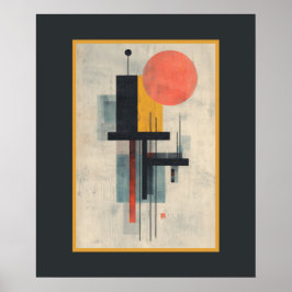 Orange Sun Modern Mid Century Art Affisch