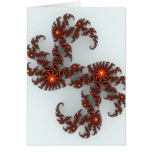 Orange Sunburst Fractal Hälsningskort (Framsidan)